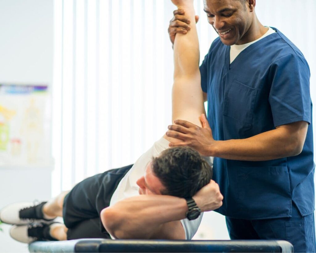 a man taking classes of physical therapy